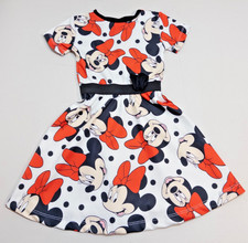 Disney Minnie Mouse Dress Girls Red Bow Polka Dot High Stretch 110 116 US 5/6 