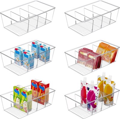 Vtopmart 6 Pack Food Storage Organizer Bins, Clear Plastic Bins Transparent 