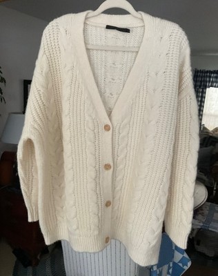 Jenni Kayne Cream Cable Alpaca Cardigan 16 18 20 XL XXL