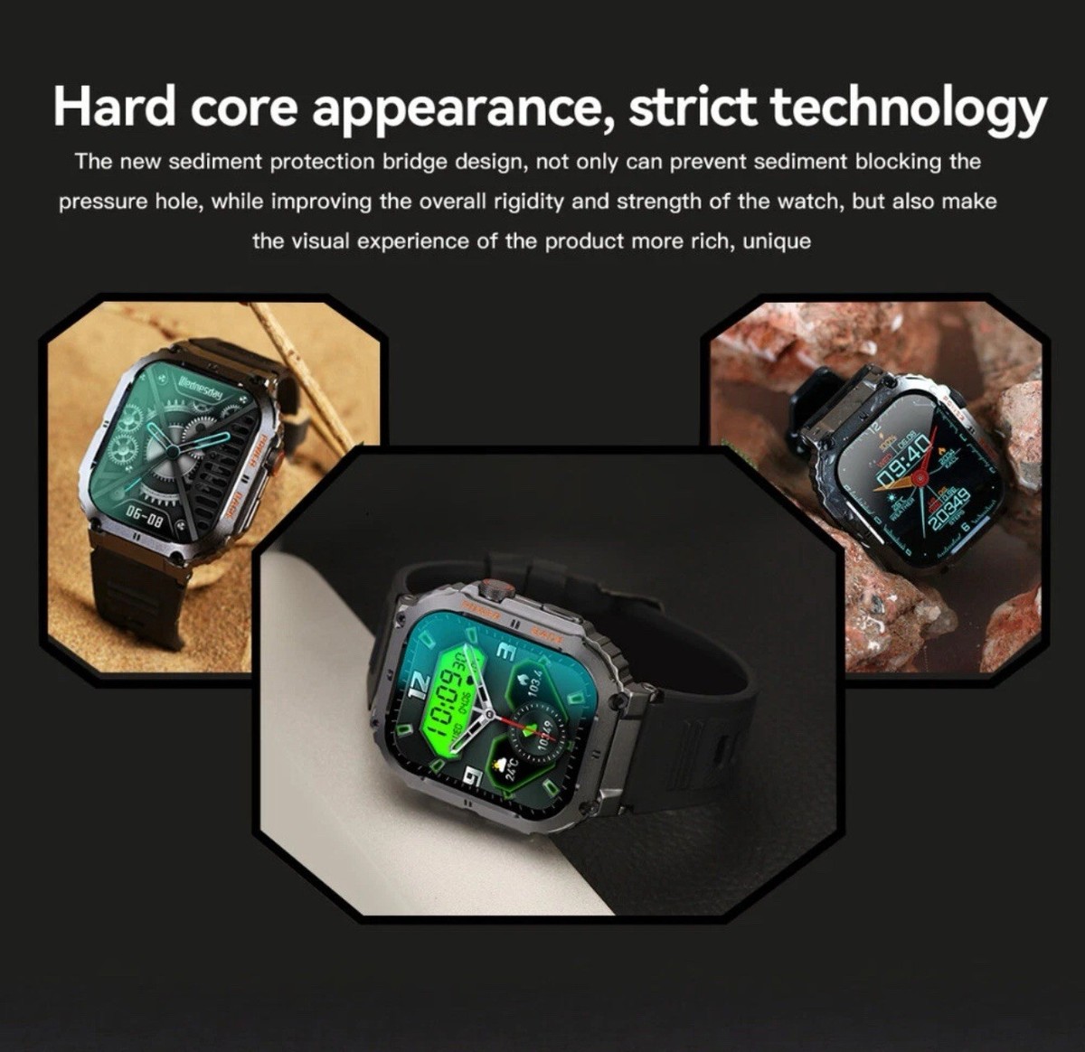 Smartwatch voor Heren Militair Bluetooth Telefoongesprek met 1,52inch
