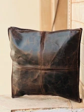 Moroccan Ottoman Genuine Hygienic Leather Pouf Vintage