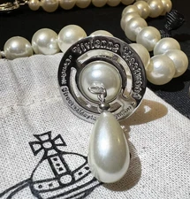 Vivienne Westwood Nana Row Silver-tone pearl Drop choker necklace