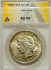 1927 D Peace Silver Dollar ANACS AU50 Nicely Toned/Tougher Date Peace