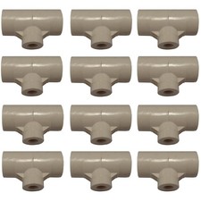  12-Pack PVC Tee Fitting 1/2" Reducing Threaded Poultry Bird Water Drinker Cup