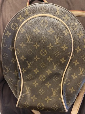 Louis Vuitton Monogram Backpack Brown Beige Logo Accent Gold Hardware