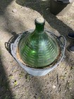 Emerald Green Glass Carboy Wicker Cover With Handles 5 Gallon Capacity — photo 1