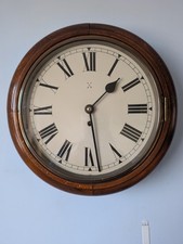 HAC Wall/Station Clock Early C20th 8 Day Runs Great 14 Inch