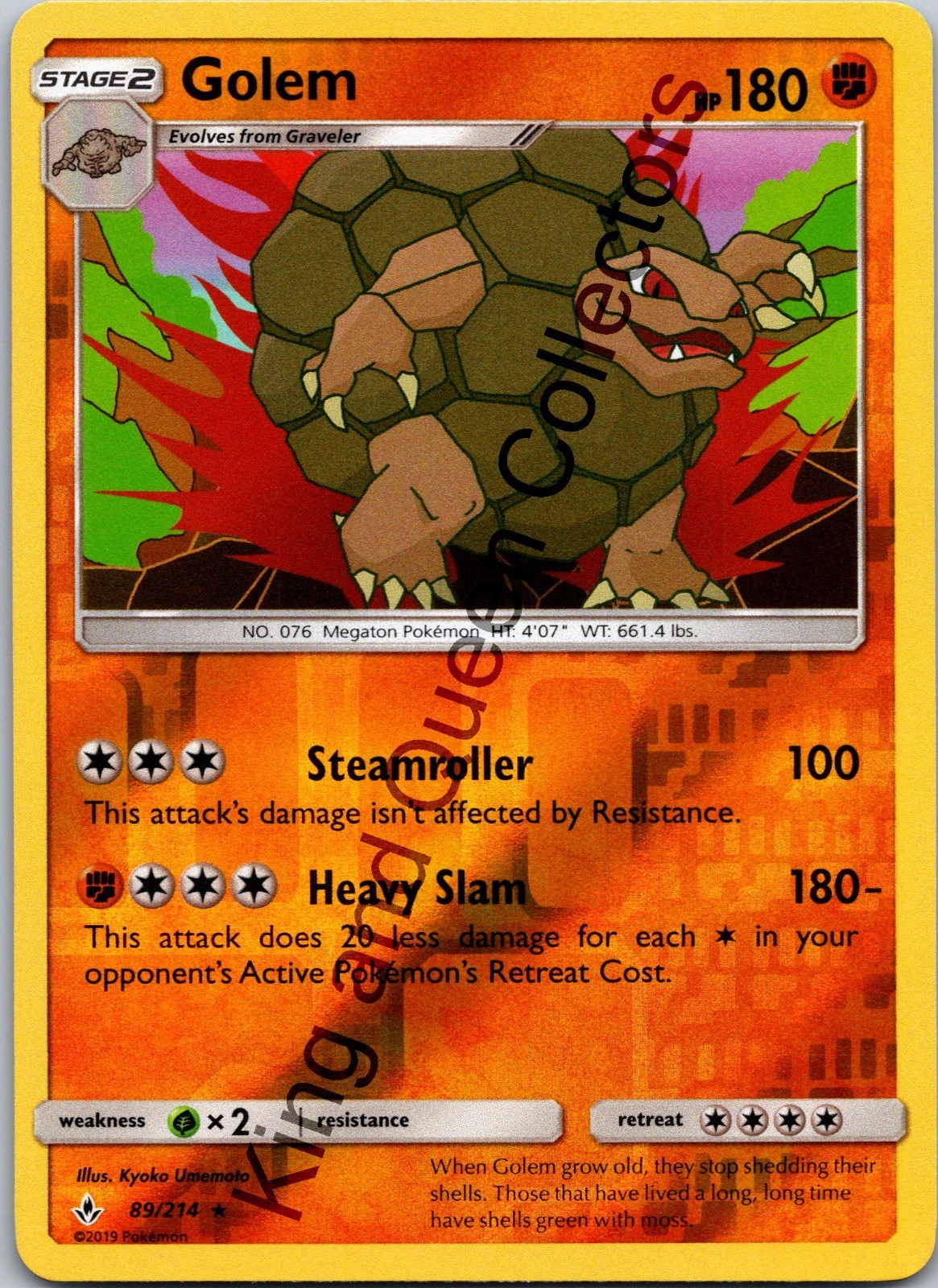 Golem Reverse Holo Holo Rare SM - Unbroken Bonds 89/214 NM