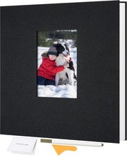 Large Self Adhesive Photo Album Scrapbook with Window Linen Cover, 60 Pages for