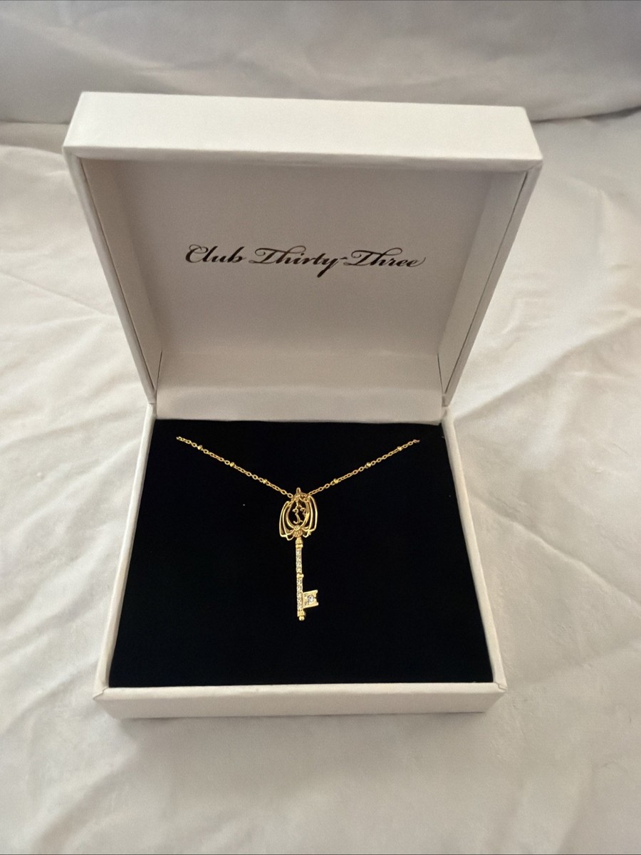 Disneyland Club 33 Gold Key Necklace with Hidden Mickey by Rebecca