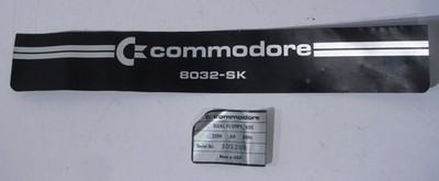 Vintage Label für COMMODORE 8032 SK CBM Computer + Typ Schild Dual FLOPPY