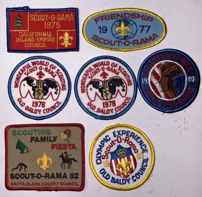 Vintage Scout-O-Rama BSA Boy Scouts Patch Lot (7) Old Baldy Council, Santa Clara