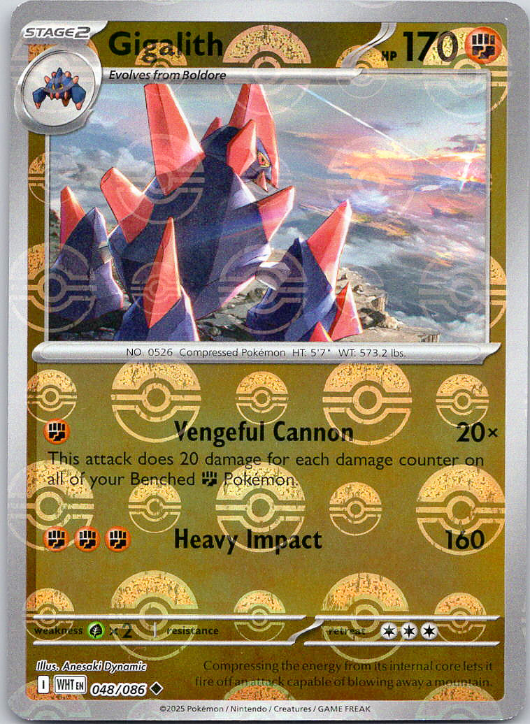 Gigalith - White Flare 48/86 Uncommon (NM) Poke Ball Holo