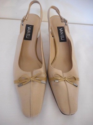 VANELi VAN ELi 7.5 N narrow Beige Womens 2 inch heel buckle sling back Shoes