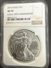 2016 $1 Silver Eagle MS70 NGC 30th Anniversary Label ASE Certified Perfect Coin