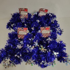 Young Craft Christmas Tree Tinsel Garland Snow Flakes Iridescent Decor Lot Of 4