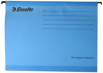 Esselte Classic Reinforced Suspension File, A4, Pack of 25, Tabs Included, Blue,