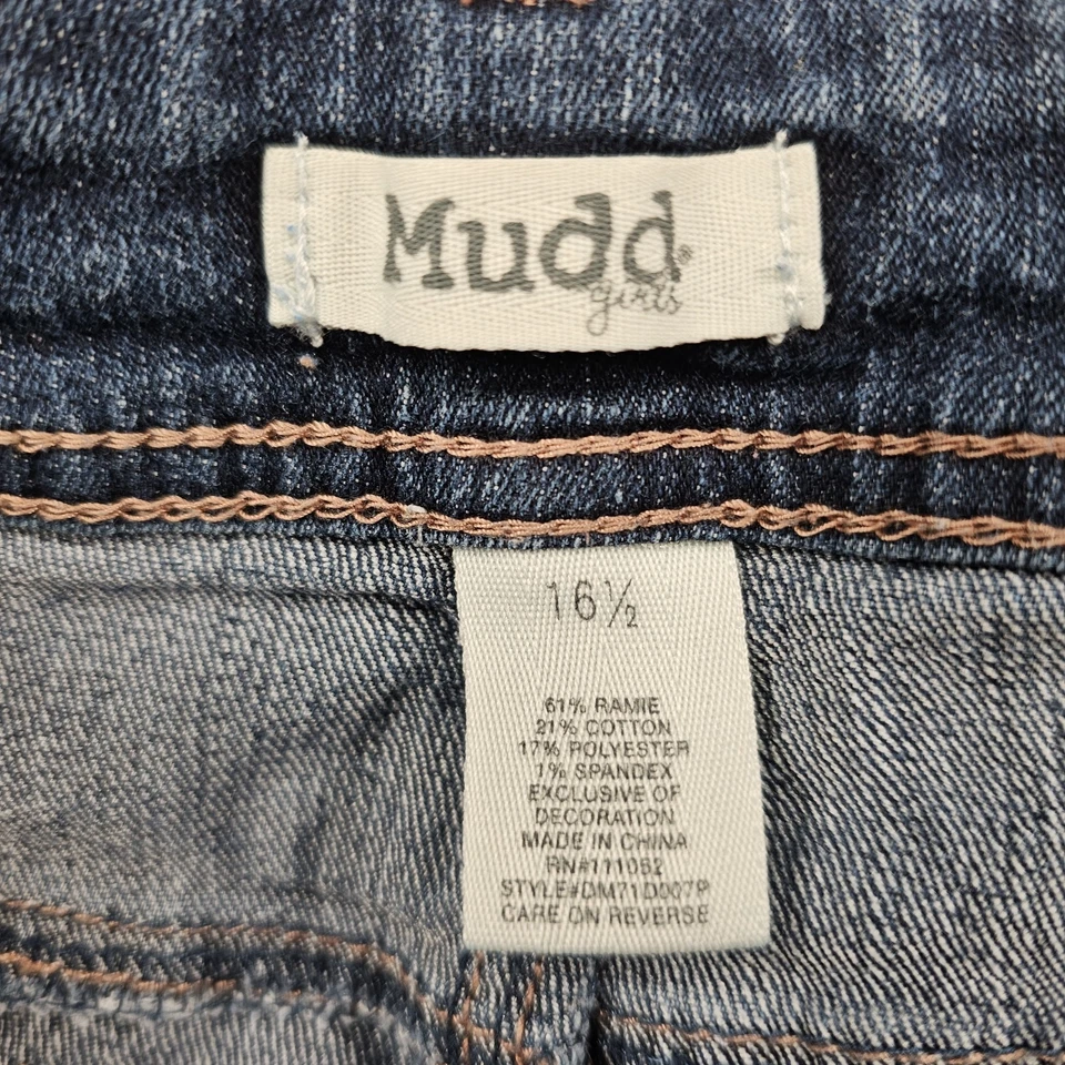 Pantalones Cortos de Jean Mudd Niñas Floral Blanco Encaje Bigotes Cintura Ajustable 16.5 30x2.5 Foto 3 de 4