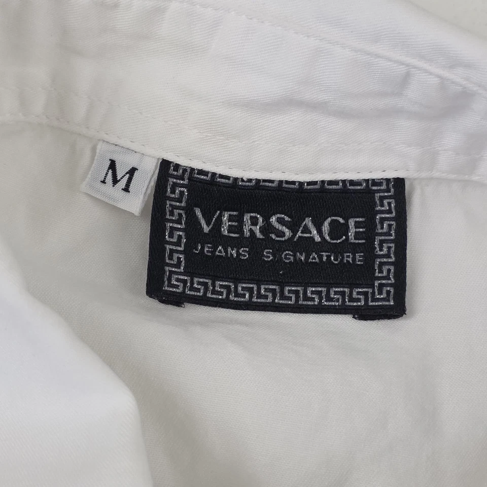 Chaleco Versace Jeans Signature Para Hombres Mediano Blanco Denim Plateado Botones Medusa Foto 4 de 4