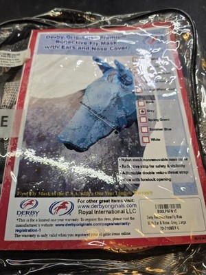 Derby UV-Blocker Premium Reflective Horse Fly Mask with Ears and Nose Cover sz L