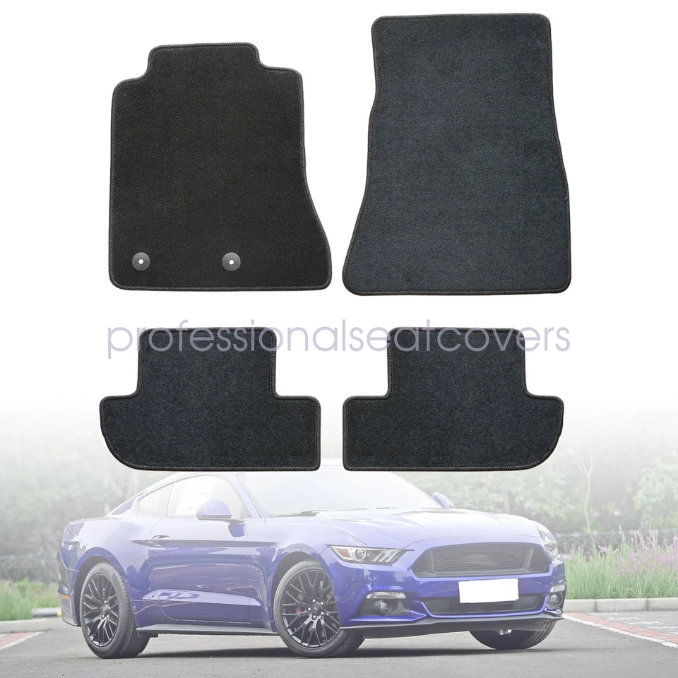 Fits 2020 2021 2022 2023 2024 2025 Ford Mustang Floor Mats Carpet Velour Black - Image 2 of 4