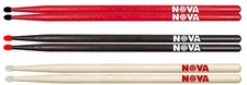 1 Pair Vic Firth NOVA 5B Drumsticks - NYLON TIP Choice of Red, Black or Natural