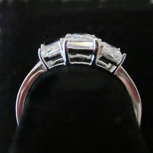 Princess 3 Stone Emerald Cut Sterling Silver Wedding Engagement Ring Sz 5,6,7,8 - Picture 4 of 6