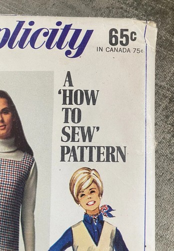 UNCUT 1968 Vtg Simplicity Sewing Pattern 7778 JUMPER 3 Necklines Miss 12 - Picture 4 of 11