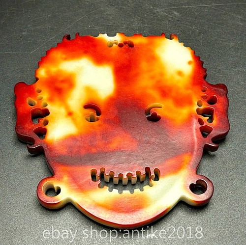 Ancien pendentif amulette visage peuple sculpté Hetian en ligne culture chinoise shijiahe 3,8