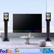 28" 1 Pair Bookshelf Speaker Stands Surround Sound Home Theater Black Walnut PVC