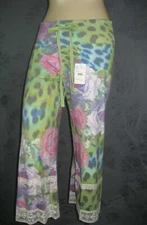Claire Pettibone Pant Capri Loungewear Jungle Rose Leopard Lace XL NWT PrintFlaw