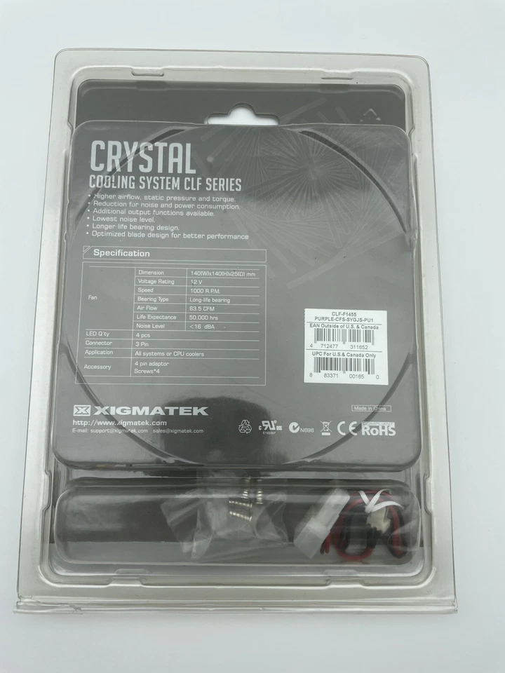 Xigmatek Crystal Cooling System - 140mm Fan CLF Series - Purple Led - SEALED - Image 2 of 2