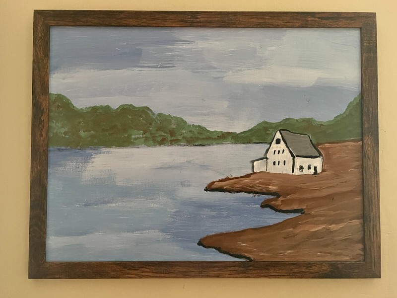 Primitive Country Folk Art  Painting By Outsider Artist Sylvia Grenier