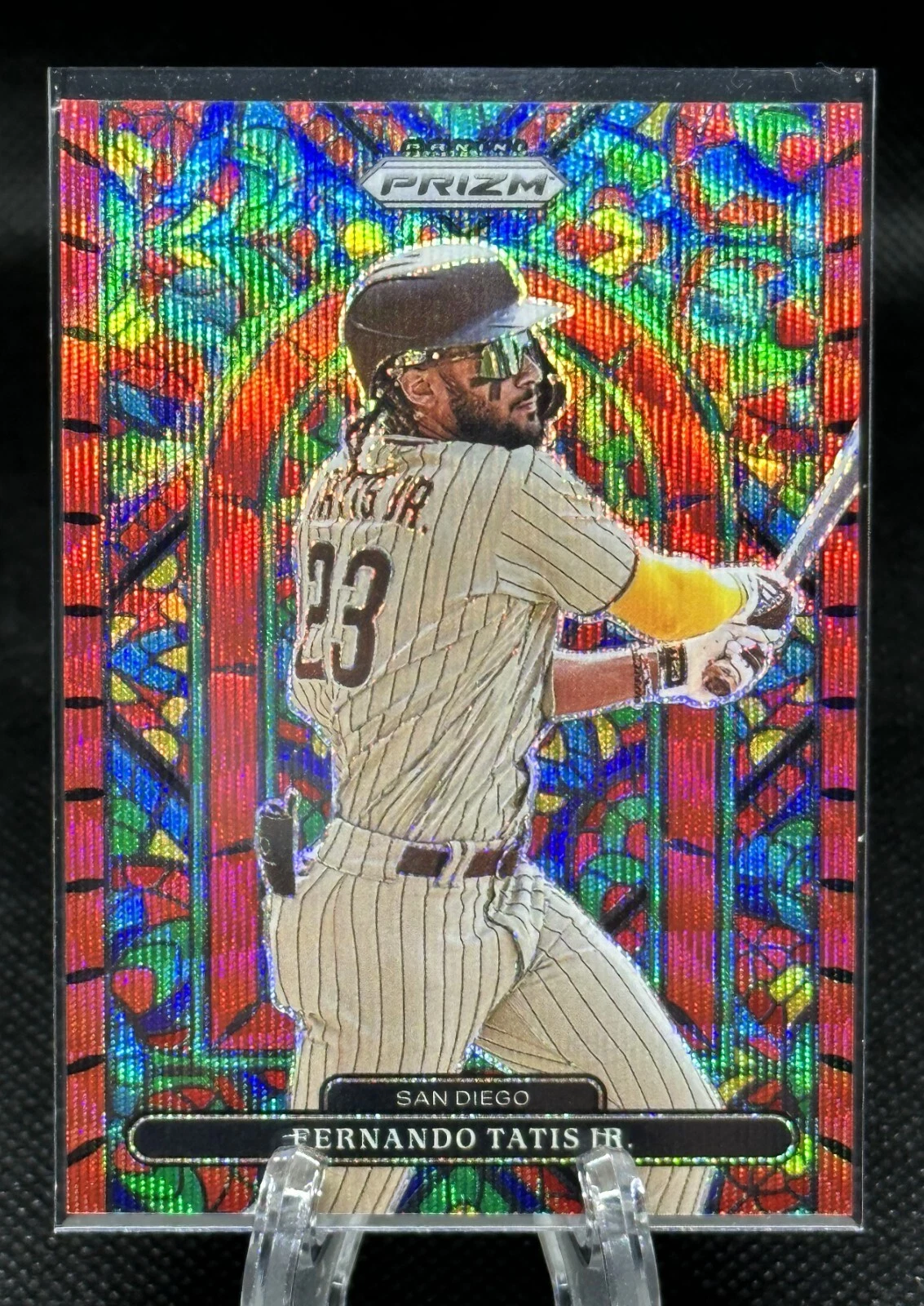 2022 Panini Prizm Baseball Red Wave Stained Glass #d/99 Fernando Tatis Jr. #SG-1