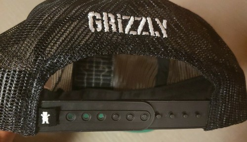 Grizzly Griptape Skateboard Black Mesh Snapback Hat SUPER RARE Patch Bear - Picture 7 of 7