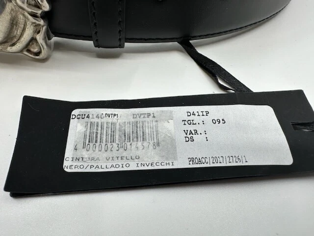 Cintura Versace Medusa Cintura Vitello in pelle nera e fibbia palladio 95 38