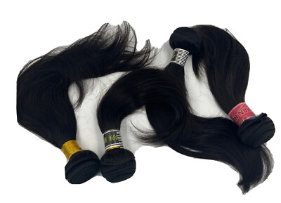 BRAZILIAN 4 Bundles Virgin Human Hair Weave Weft Black Sew in Hair Extens $160