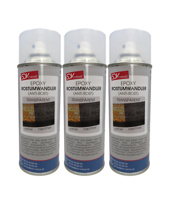 EPOXY ROSTUMWANDLER Spray 3x 450ml ROSTSTOPP + GRUNDIERUNG Rostschutz ANTI ROST