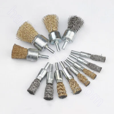 Steel Wire End Brush 10 mm - 30 mm Stainless / Brass Brush + 6 mm 1/4" Shank