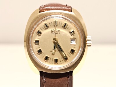 VINTAGE LUXURY GOLD PLATED AUTOMATIC SWISS LADIES WATCH ''UNION SOLEURE'' 25J