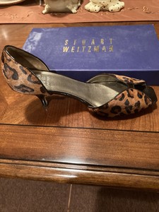 Stuart Weisman Leopardo Zapatos-Talla 7.5 medio. usado una vez. Puntera  Abierta Tacón de 2 pulgadas. | eBay