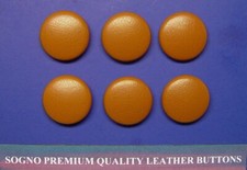 Set of 6 made in USA Replacement buttons Tan color leather 7/8" for jackets etc