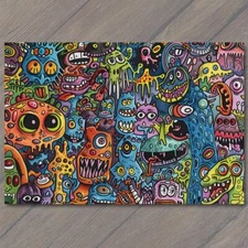 Art Print Monsters Colorful Trippy Psychedelic Surrealism Doodle Art Graffiti Fu