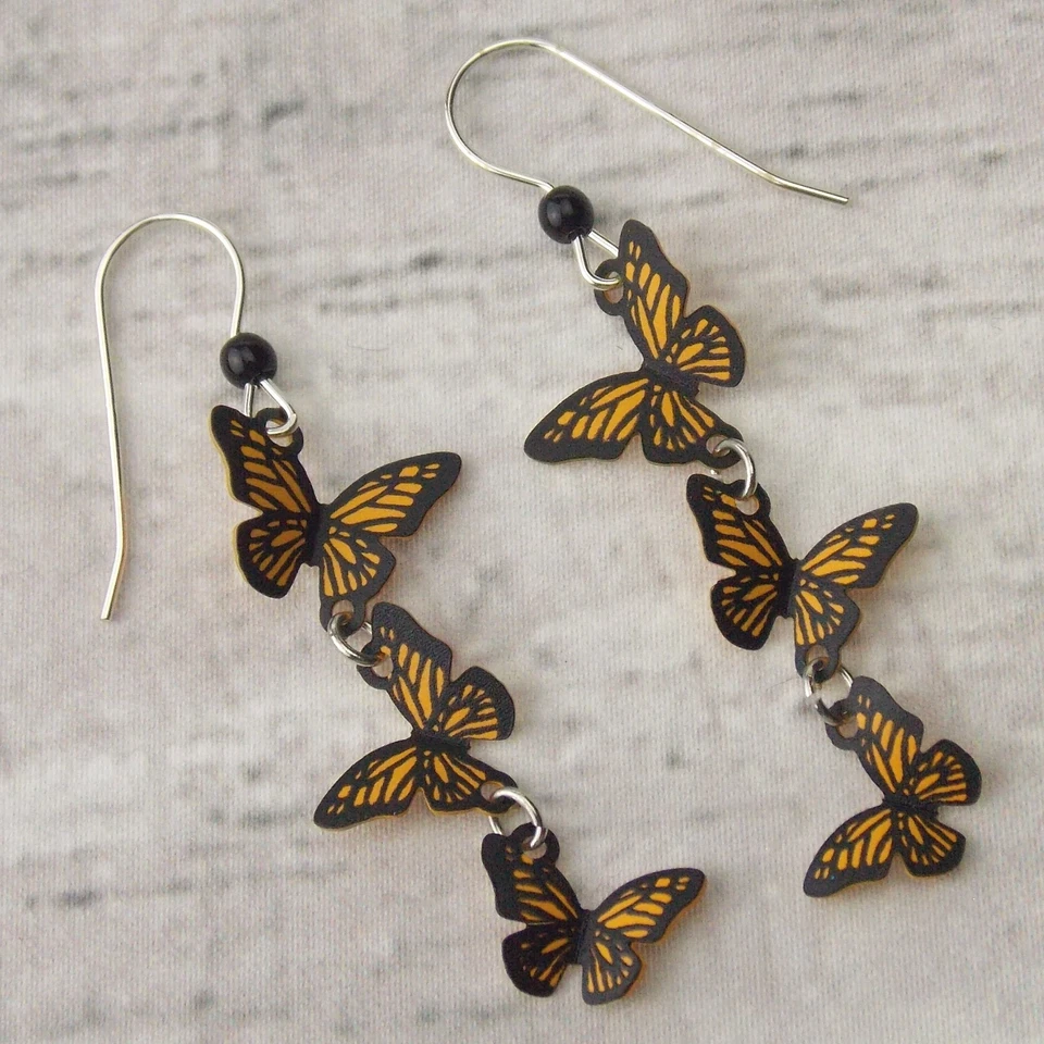 Pendientes Mariposa Sienna Sky Monarch Hipoalergénicos Plata de Ley Hechos en EE. UU. Foto 3 de 3