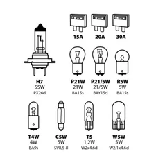 Lampa Kit Replacement Bulbs 11pcs, Halogen H7 - 12V