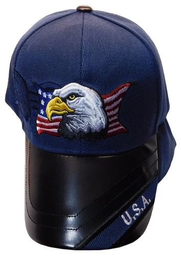 TRUMP VANCE 2024 USA Wavy Flag Bald Eagle American Navy Blue Embroidered Cap Hat - Picture 2 of 6