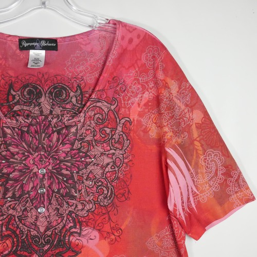 Tunica manica corta Comportamento appropriato taglia XXL design BOHO top strass - Foto 3 di 14
