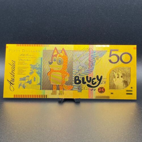 MOM Australian $50 Dollars Bluey 24kt .999 Gold Foil Banknote