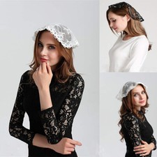 Small Black Lace Veil Mantilla for Church Catholic Latin Mass Head Covering Lace