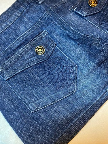 NWT Women's 26 So Cal Mini Short Denim Skirt Wings - 第 4/8 張圖片
